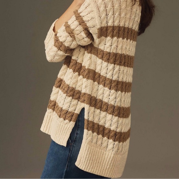 Anthropologie Pilcro Neutral Cable Knit Oversized Woman’s Size Small Sweater - Picture 2 of 10